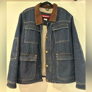 Wrangler Denim Sherpa Lined Chore Coat Barn Jacket Vintage Mens XL RN 15101 Vtg